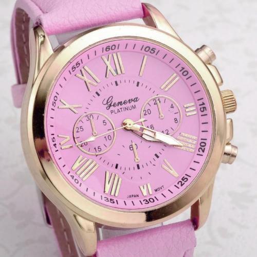 Reloj De Pulsera Acero Inoxidable Analogico Cuero Mujer De Cuarzo