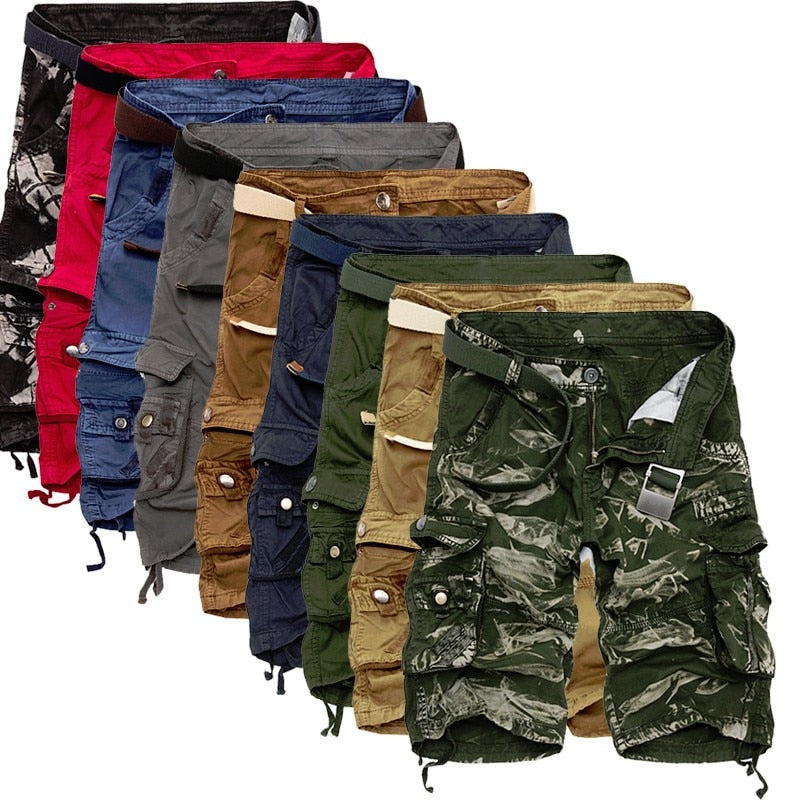 Pantalones cortos holgados militares. Shorts cargos para hombre.