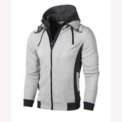 Chaqueta con cremallera para hombre. Abrigo con capucha.