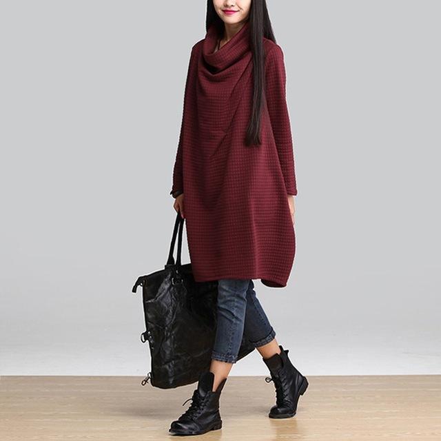 Abrigo Manga Larga Vestido Blusa Capa Otoño Invierno Mujer Algodón