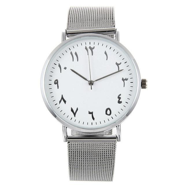 Reloj Pulsera Numeros Arabes Pareja Mujer Dama Hombre Caballero Ultra Fino Cuarzo Plata