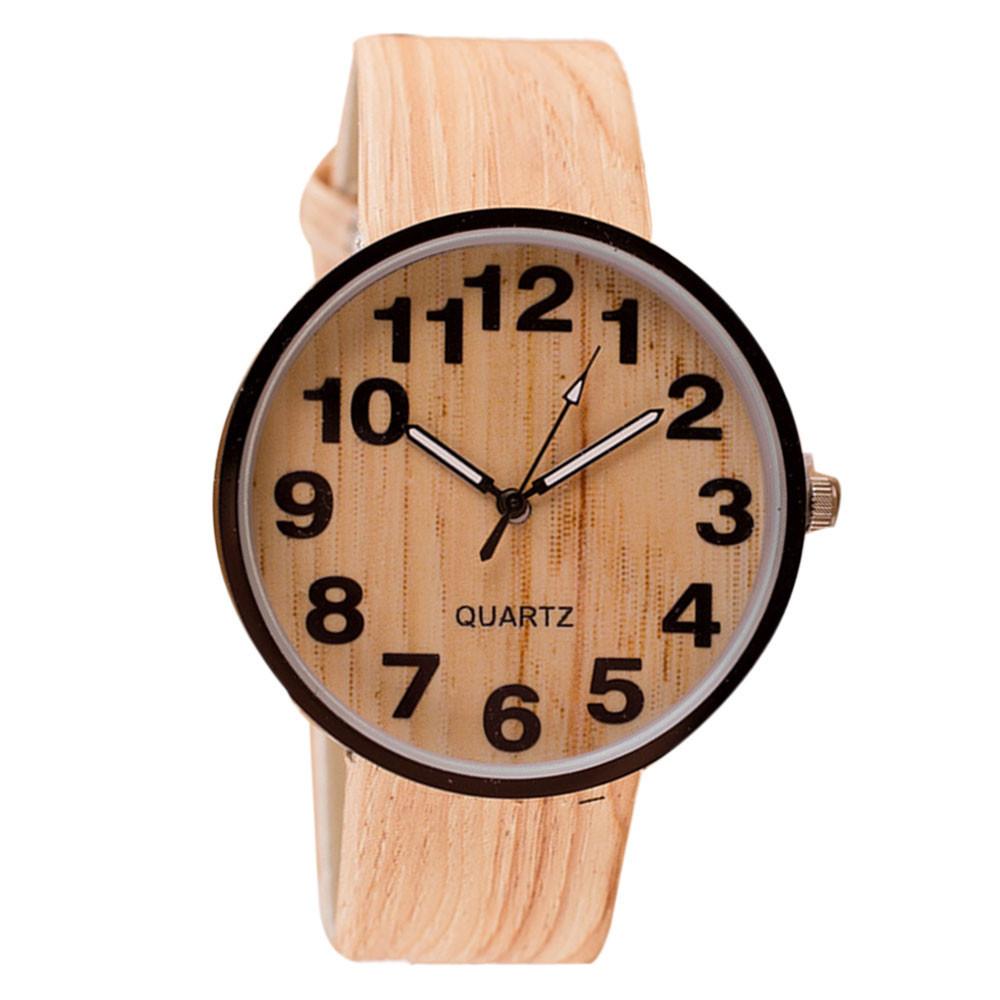 Reloj Pulsera Sencillo Numeros Grandes Cuero Cuarzo Mujer Hombre Unisex Elegante