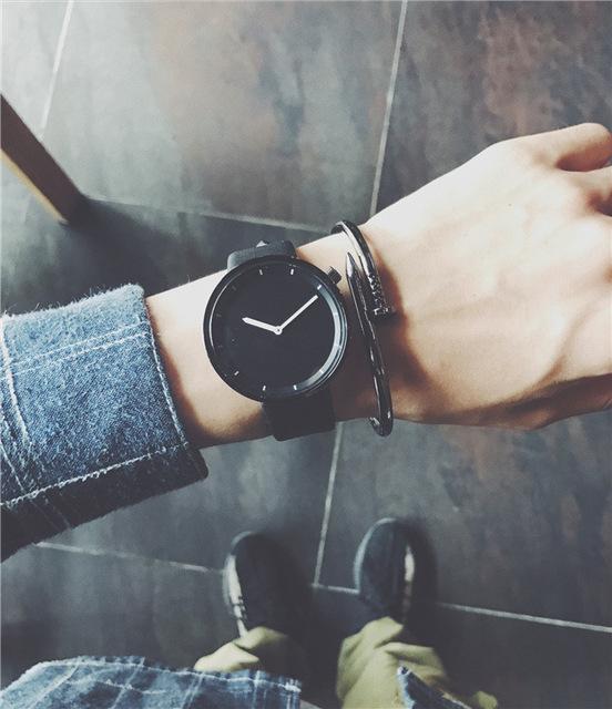 Reloj Pulsera Minimalista Hombre Caballero Negro Cuarzo 2018