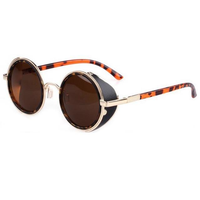 Lentes de Sol Redondos Cyber Steampunk Vintage Retro