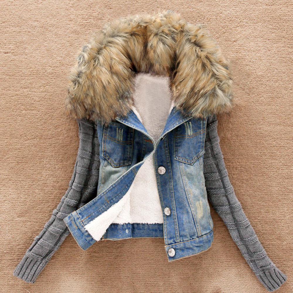 Chaqueta Abrigo Mujer Dama Cuello Forrado Talles Grandes Invierno Denim