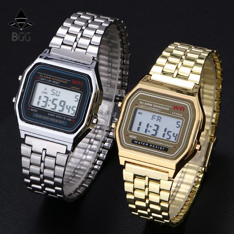 Fashion Reloj Pulsera Digital 2018 Led Oro Plata Mujer Dama Hombre Caballero Unisex