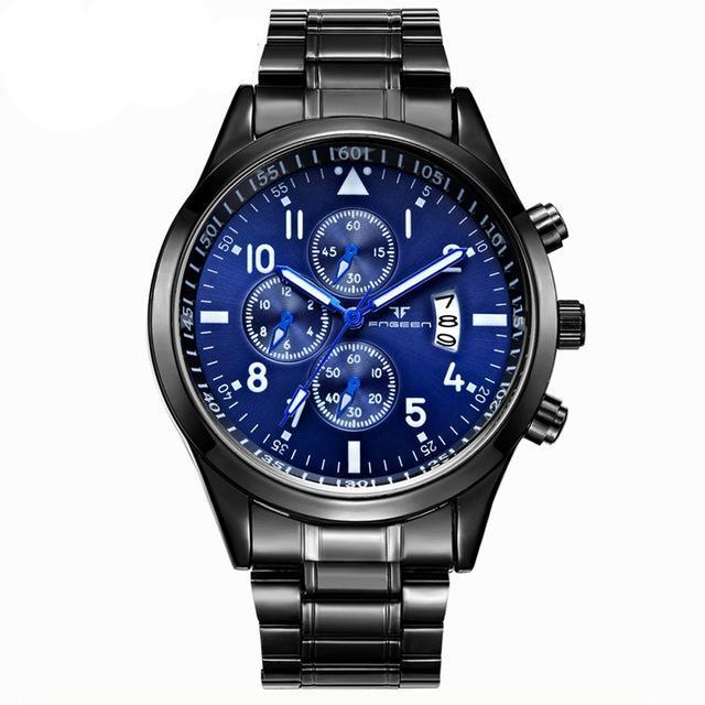 Reloj Pulsera Hombre Caballero Lujoso Cuarzo Negocios Casual Calendario A Prueba de Agua Acero