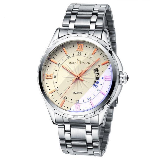 Reloj Pulsera Hombre Caballero A prueba de agua Casual Retro Luminoso Acero Calendario