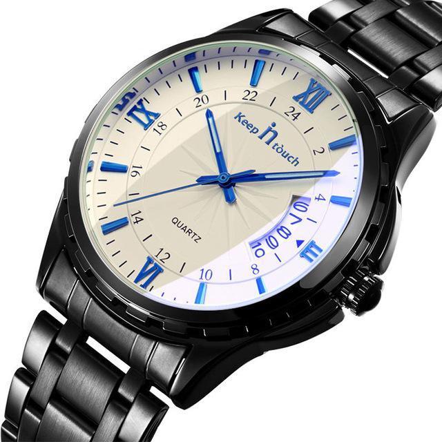 Reloj Pulsera Hombre Caballero A prueba de agua Casual Retro Luminoso Acero Calendario